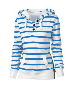 New Drawstring Stripe Hooded SweatshirtTopsvariantimage1Plus-Size-Stripe-Print-Women-39-s-Hoodie-Sweetshirts-Drawstring-Long-Sleeve-Hooded-Pullover-Sweatshirt-Tops