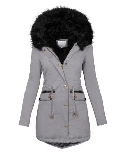 Women’s Slim Long Warm Snow CoatTopsvariantimage2Fashion-Women-Slim-Long-Jacket-Casual-Winter-Thick-Warm-Mid-long-Plush-Hooded-Fur-Collar-Parkas