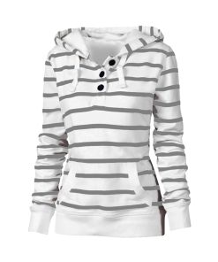 New Drawstring Stripe Hooded SweatshirtTopsvariantimage2Plus-Size-Stripe-Print-Women-39-s-Hoodie-Sweetshirts-Drawstring-Long-Sleeve-Hooded-Pullover-Sweatshirt-Tops