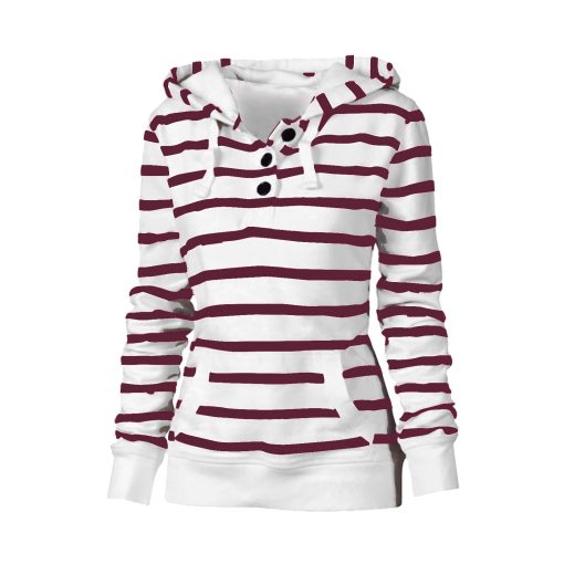 New Drawstring Stripe Hooded SweatshirtTopsvariantimage3Plus-Size-Stripe-Print-Women-39-s-Hoodie-Sweetshirts-Drawstring-Long-Sleeve-Hooded-Pullover-Sweatshirt-Tops