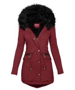 Women’s Slim Long Warm Snow CoatTopsvariantimage4Fashion-Women-Slim-Long-Jacket-Casual-Winter-Thick-Warm-Mid-long-Plush-Hooded-Fur-Collar-Parkas