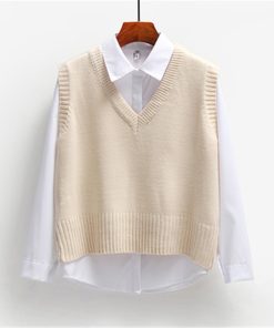 Women’s Short Loose Knitted SweaterTopsvariantimage0Women-Sweater-Vest-Spring-2021-Autumn-Women-Short-Loose-Knitted-Sweater-Sleeveless-Ladies-V-Neck-Pullover