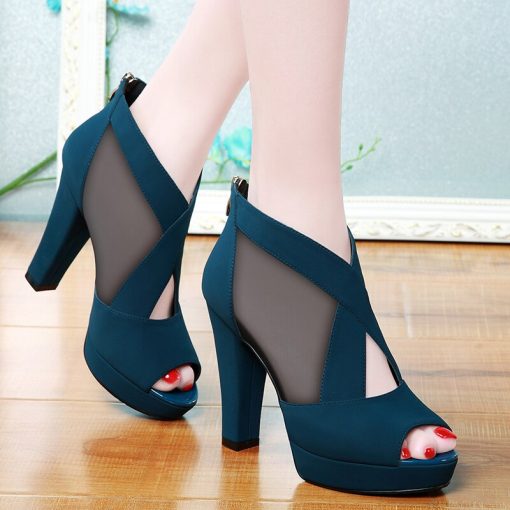 Breathable Pomps Zip Pointed Toe SandalShoesvariantimage12021-Summer-Women-High-Heel-Shoes-Mesh-Breathable-Pomps-Zip-Pointed-Toe-Thick-Heels-Fashion-Female