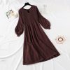 Lantern sleeve V-Neck Elegant Long Dress – Beigevariantimage1Autumn-Winter-Women-Knitted-Sweater-Dress-2021-New-Korean-Lantern-sleeve-V-Neck-Elegant-Long-Dress