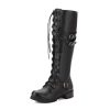 Women’s Lace Up Long BootsBootsvariantimage2Sexy-Lace-Up-Knee-High-Boots-Women-Fashion-Boots-Flats-Shoes-Woman-Square-Heel-Rubber-Flock
