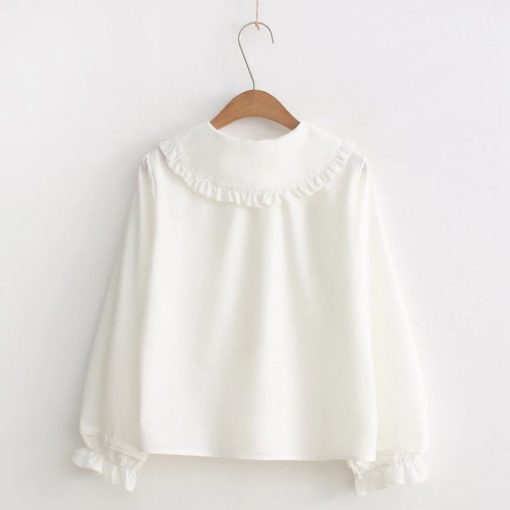 Long Sleeve Cotton BlouseTopsMerry-Pretty-white-blouse-women-1