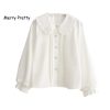 Long Sleeve Cotton BlouseTopsMerry-Pretty-white-blouse-women