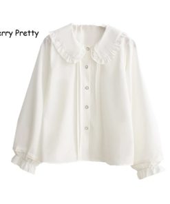 Long Sleeve Cotton BlouseTopsMerry-Pretty-white-blouse-women