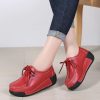 Leather Lace-up SneakerWomen-Flats-Comfortable-Loafersred
