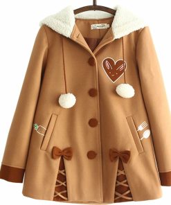 Women’s Woolen Cute Hooded CoatTopsmainimage0Japanese-Soft-Sister-Cute-Radish-Embroidered-Women-Woolen-Hooded-Coat-2020-Winter-Casual-Bow-Sweet-Cute