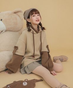 Cute Korean Girl Loose SweatshirtTopsmainimage3Merry-Pretty-harajuku-bear-hooded-sweatshirt-women-korean-kawaii-long-sleeve-oversized-hoodies-sweet-warm-winter