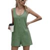 Solid Color Soft Jumpsuit-RomperDressesmainimage3Women-Summer-Solid-Color-Playsuits-Jumpsuits-U-Neck-Sleeveless-Siamese-Trousers-with-Pockets-Buttons-Rompers-Playsuit