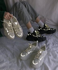 Women’s Mesh Breathable Reflective SneakersShoesmainimage5Yans-t-c-Sneakers-ayakkab-kad-n-rg-nefes-platformu-kama-topuklu-ayakkab-Lace-Up-vulkanize