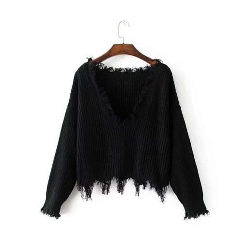 Loose Ripped V Neck Sweater Crop TopTopsvariantimage0Colysmo-Cozy-Tassel-Sweater-Women-Jumper-V-Neck-Slouchy-Oversized-Sweater-Tops-Ripped-Sweater-Women-Knitted