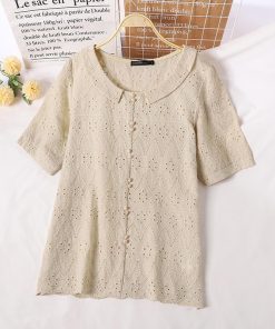 Women’s Lace Embroidery BlouseTopsvariantimage0Fashion-Women-Embroidery-Blouses-ZANZEA-2021-Lace-Tops-Short-Sleeve-Blusas-Female-Casual-Button-O-Neck