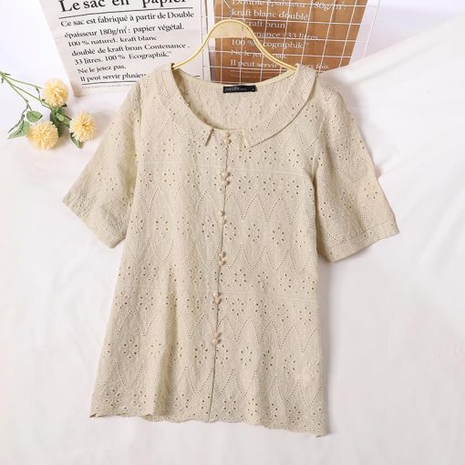 Women’s Lace Embroidery BlouseTopsvariantimage0Fashion-Women-Embroidery-Blouses-ZANZEA-2021-Lace-Tops-Short-Sleeve-Blusas-Female-Casual-Button-O-Neck