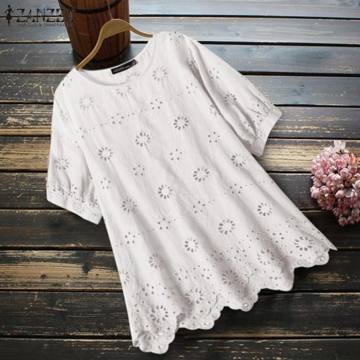 Women’s Lace Embroidery BlouseTopsvariantimage1Stylish-Summer-Lace-Tops-ZANZEA-2021-Women-Embroidery-Blouses-Short-Sleeve-Blusas-Female-Casual-O-neck