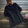 Women’s Lace Embroidery BlouseTopsvariantimage2Fashion-Women-Embroidery-Blouses-ZANZEA-2021-Lace-Tops-Short-Sleeve-Blusas-Female-Casual-Button-O-Neck