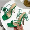 High Heels Square Toe Party SandalShoesvariantimage2Pzilae-Summer-Green-White-Women-Sandals-Ankle-Strappy-Metal-Heels-Thong-Sandals-Women-High-Heels-Square