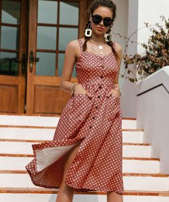 New Fashion Casual Polka Dot DressDressesvariantimage2Simplee-Casual-Polka-Dot-Dress-Sleeveless-Holiday-style-high-waist-buttoned-women-s-Dress-Fashion-Mid