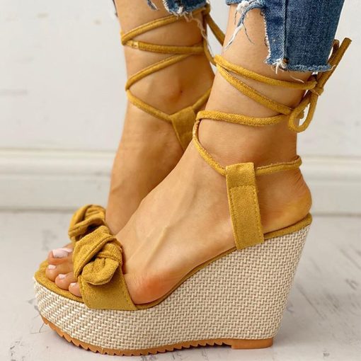 Sweet Bow Lace Up Ankle Wrap High Heel SandalShoesvariantimage3Karinluna-New-Wholesale-Wedges-Shoes-High-Heels-Casual-Platform-Fashion-Sweet-Bow-Summer-ankle-wrap-Women