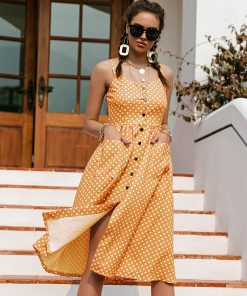 New Fashion Casual Polka Dot DressDressesvariantimage3Simplee-Casual-Polka-Dot-Dress-Sleeveless-Holiday-style-high-waist-buttoned-women-s-Dress-Fashion-Mid