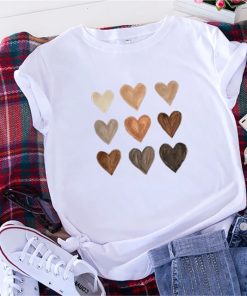 Women’s Heart Print Cotton Shirts-TeesTops202X2-Summer-T-Shirt-100-Cotton-W