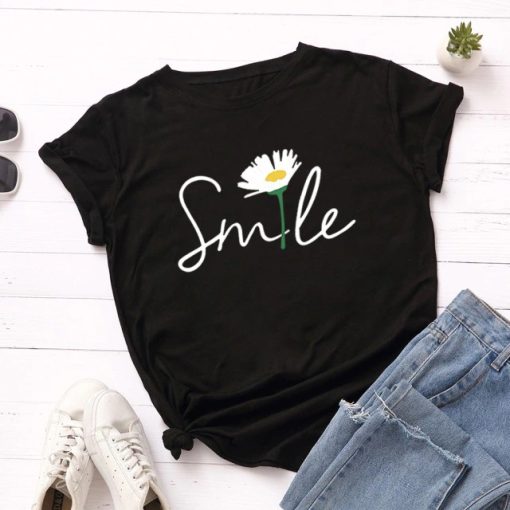 Daisy Smile Printed Tees-ShirtTopsNew-Daisy-Smile-Printed-Summer-T