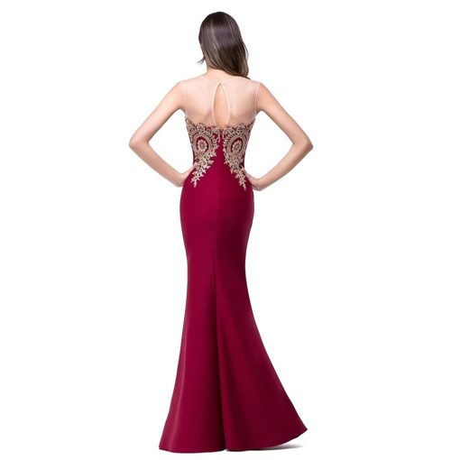 Gold Lace Backless Sleeveless Party DressDressesS-4XL-Plus3-Size-Mermaid-Evening