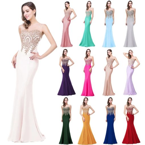 Gold Lace Backless Sleeveless Party DressDressesS-4XL-Plus6-Size-Mermaid-Evening