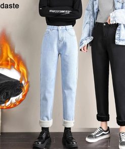 Mom Jeans High WaistBottomsWarm-Jeans1-Winter-2020-New-Velve