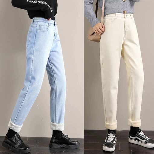 Mom Jeans High WaistBottomsWarm-Jeans2-Winter-2020-New-Velve