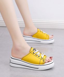 Women’s Canvas Wedge SlippersSandalsmainimage02021-New-Women-Slippers-Sneakers-Open-Toe-5cm-Wedges-Heels-Slides-Comfort-Platform-Big-Size-40