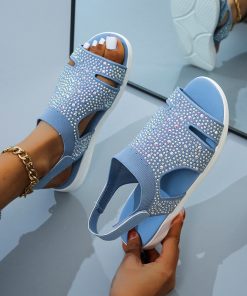 Women’s Flats Buckle Strap SandalsSandalsmainimage12021-New-Summer-Women-Sandals-Sexy-Shoes-Crystal-Casual-Woman-Flats-Buckle-Strap-Ladies-Fashion-Beach