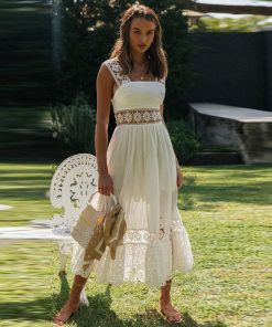 Boho Elegant Hollow Out Lace Dress-Cotton DressDressesmainimage1WildPinky-2021-New-Solid-Spaghetti-Strap-Boho-Elegant-Hollow-Out-Lace-Dress-Women-Summer-Style-Midi