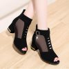 New Peep Toe SandalsSandalsmainimage22021-New-Peep-Toe-Sandals-Boots-Women-PU-Leather-Summer-Mesh-Shoes-Low-Heels-Back-Zip