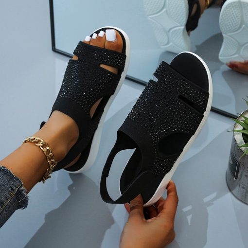 Women’s Flats Buckle Strap SandalsSandalsmainimage22021-New-Summer-Women-Sandals-Sexy-Shoes-Crystal-Casual-Woman-Flats-Buckle-Strap-Ladies-Fashion-Beach