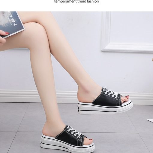 Women’s Canvas Wedge SlippersSandalsmainimage22021-New-Women-Slippers-Sneakers-Open-Toe-5cm-Wedges-Heels-Slides-Comfort-Platform-Big-Size-40