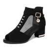 New Peep Toe SandalsSandalsmainimage42021-New-Peep-Toe-Sandals-Boots-Women-PU-Leather-Summer-Mesh-Shoes-Low-Heels-Back-Zip