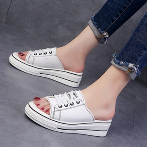 Women’s Canvas Wedge SlippersSandalsmainimage42021-New-Women-Slippers-Sneakers-Open-Toe-5cm-Wedges-Heels-Slides-Comfort-Platform-Big-Size-40