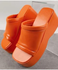 Women’s Square Toe SlippersSandalsmainimage42022-Women-s-Slippers-Square-Toe-Leather-Platform-Ladies-Shoes-Summer-2022-Fashion-Thick-Bottom-Female
