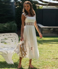 Boho Elegant Hollow Out Lace Dress-Cotton DressDressesmainimage4WildPinky-2021-New-Solid-Spaghetti-Strap-Boho-Elegant-Hollow-Out-Lace-Dress-Women-Summer-Style-Midi