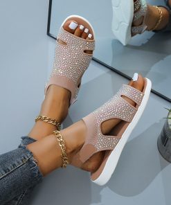 Women’s Flats Buckle Strap SandalsSandalsmainimage52021-New-Summer-Women-Sandals-Sexy-Shoes-Crystal-Casual-Woman-Flats-Buckle-Strap-Ladies-Fashion-Beach