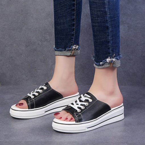 Women’s Canvas Wedge SlippersSandalsmainimage52021-New-Women-Slippers-Sneakers-Open-Toe-5cm-Wedges-Heels-Slides-Comfort-Platform-Big-Size-40