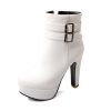 Buckle Strap Ankle BootsBootsmainimage5YMECHIC-Ladies-Platforms-Fashion-High-Heels-Boots-Female-White-Black-Buckle-Strap-Autumn-Ankle-Women-Boots