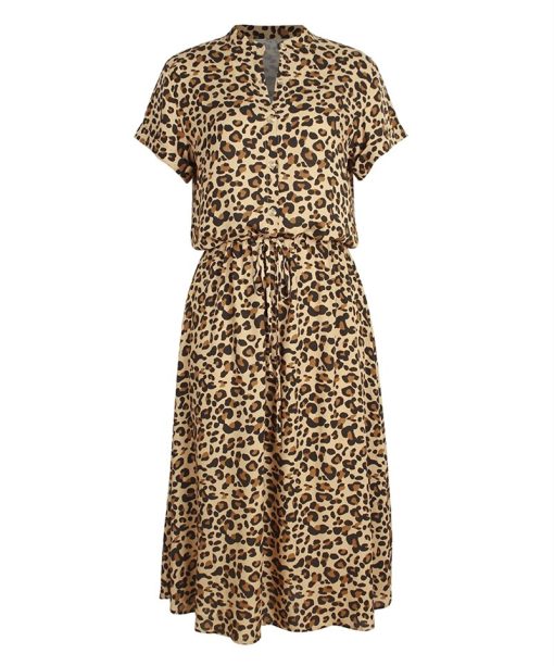 Bohemian Leopard Print Shirt DressDressesvariantimage2Ladies-Bohemian-Leopard-Print-Shirt-Dress-Women-Casual-Midi-Holiday-Summer-Dress-Female-A-line-Loose