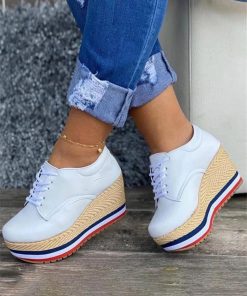 Women’s Wedge Thick Sole SneakersShoesvariantimage3Vulcanize-Shoes-Women-Sneakers-Ladies-Solid-Color-Wedge-Thick-Shoes-Round-Toe-Lace-Up-Comfortable-Platform