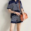 Summer Tops & Shorts Casual  Drawstring Knitted TracksuitDresses4-Black-And-White-Stripe-Knit-Two