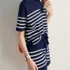 Summer Tops & Shorts Casual  Drawstring Knitted TracksuitDresses5-Black-And-White-Stripe-Knit-Two