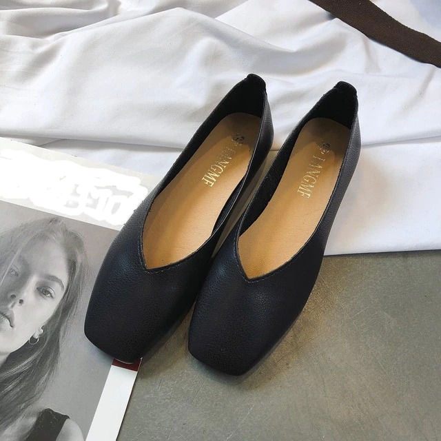 Fashion Low-Heel Non-Slip Square Toe Flat Leather Sandals – Miggon